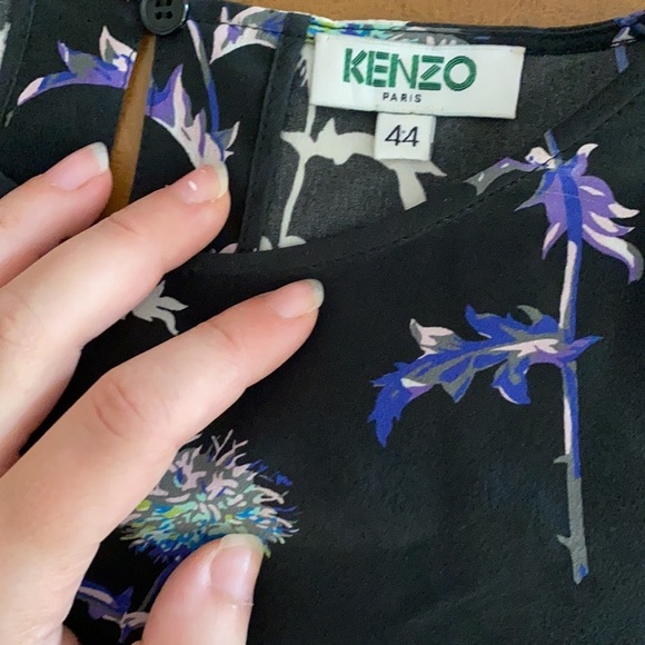 Kenzo Paris / dandelion print silk flutter sleeve Floral crop  Top 44 xl - Picture 7 of 10